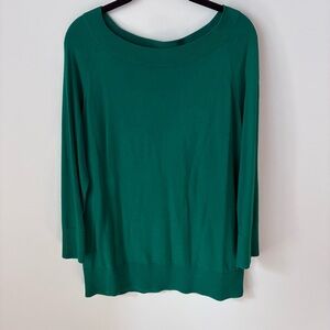Talbots Kelly Green Crew Neck Sweater 3/4 sleeves